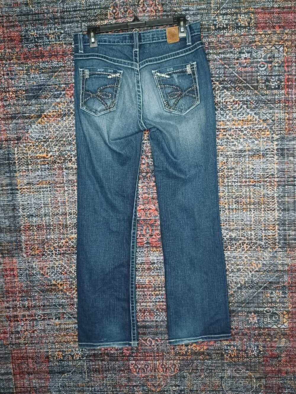 BKE womens dark distressed Drew stretch boot jeans 28x31